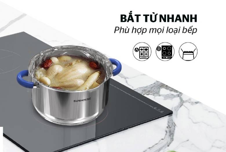 Bộ nồi Inox 3 đáy Sunhouse SHG361