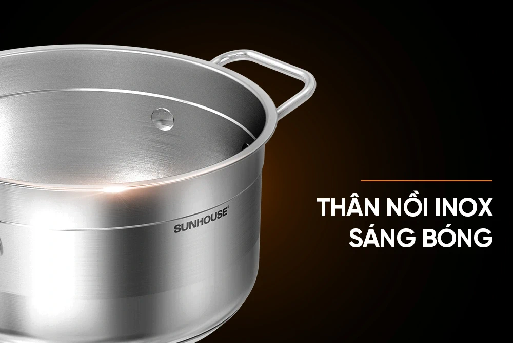 Bộ nồi quánh inox 5 đáy nắp kính Sunhouse SHG669