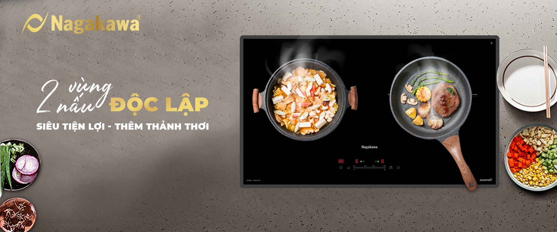 Bếp từ đôi Nagakawa UltraSlim NK2C21M