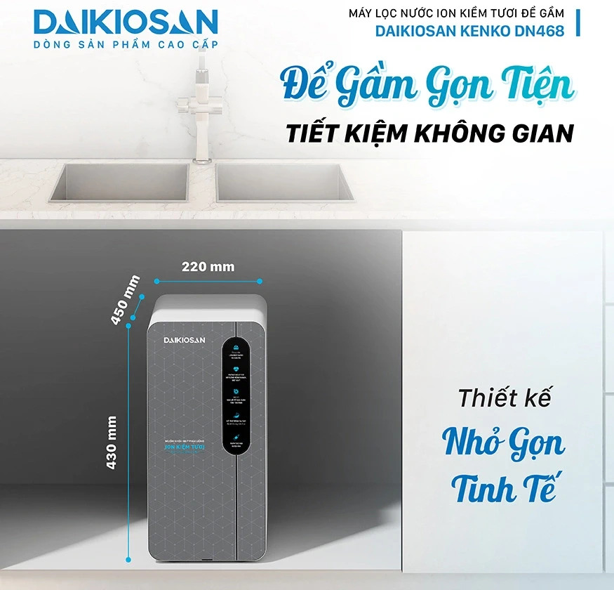 Máy lọc nước ion kiềm tươi để gầm Daikiosan DN468