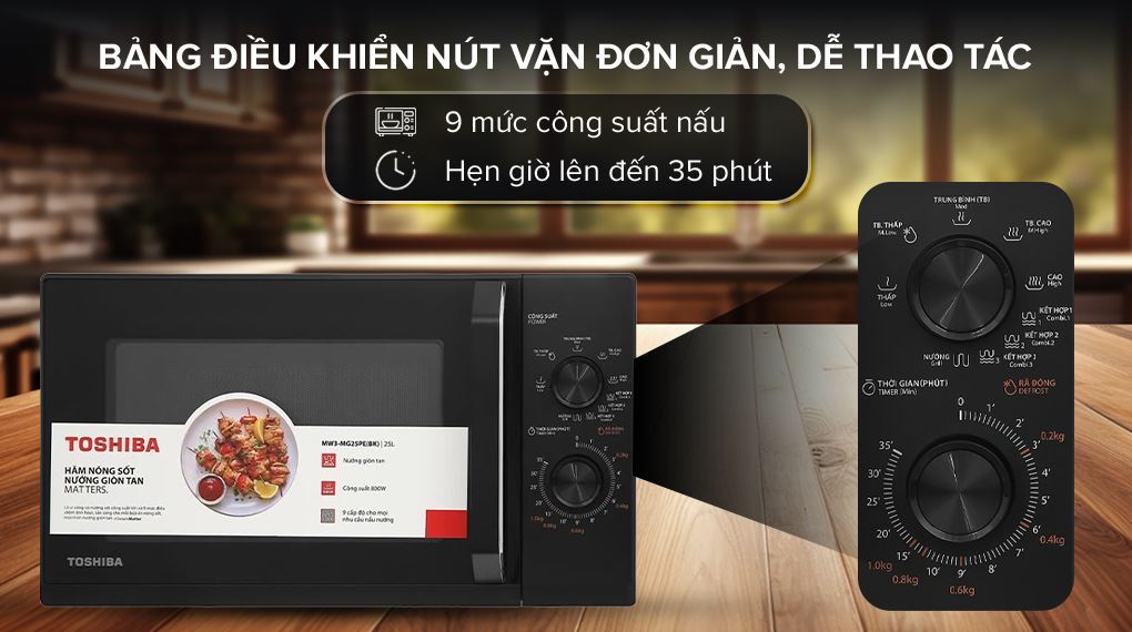 Lò vi sóng có nướng Toshiba 25 lít MW3-MG25PE(BK)