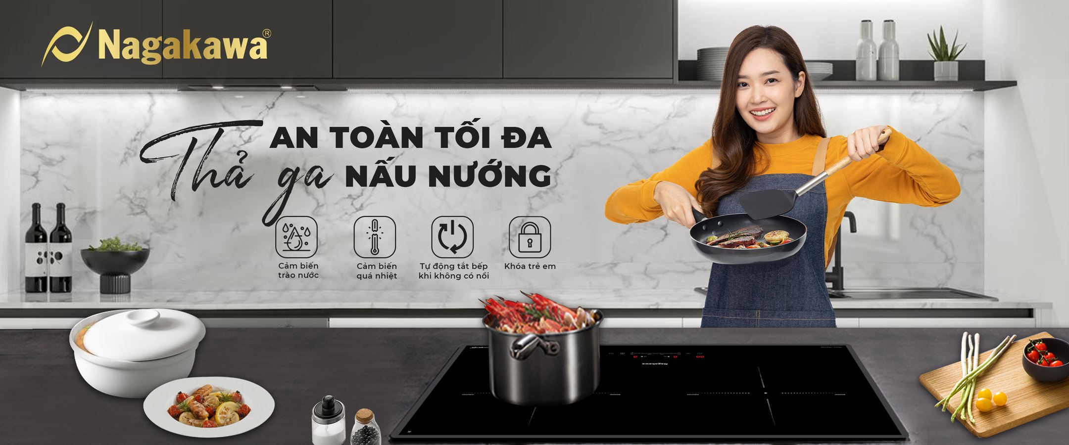 Bếp từ đôi Nagakawa UltraSlim NK2C21M