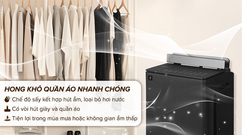 Máy hút ẩm kết hợp lọc không khí Sharp DW-T30FV-H
