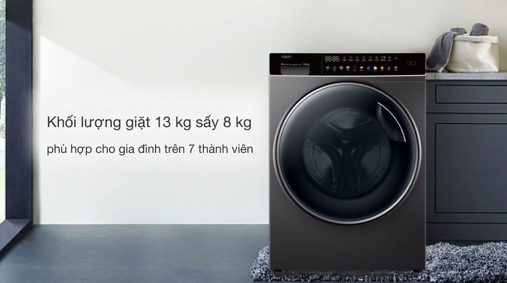 Máy giặt sấy Aqua Inverter giặt 13 kg - sấy 8 kg AQD-DH1300H.PS