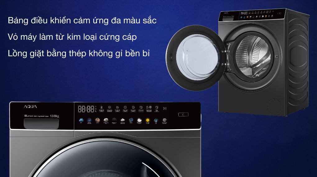 Máy giặt sấy Aqua Inverter giặt 13 kg - sấy 8 kg AQD-DH1300H.PS