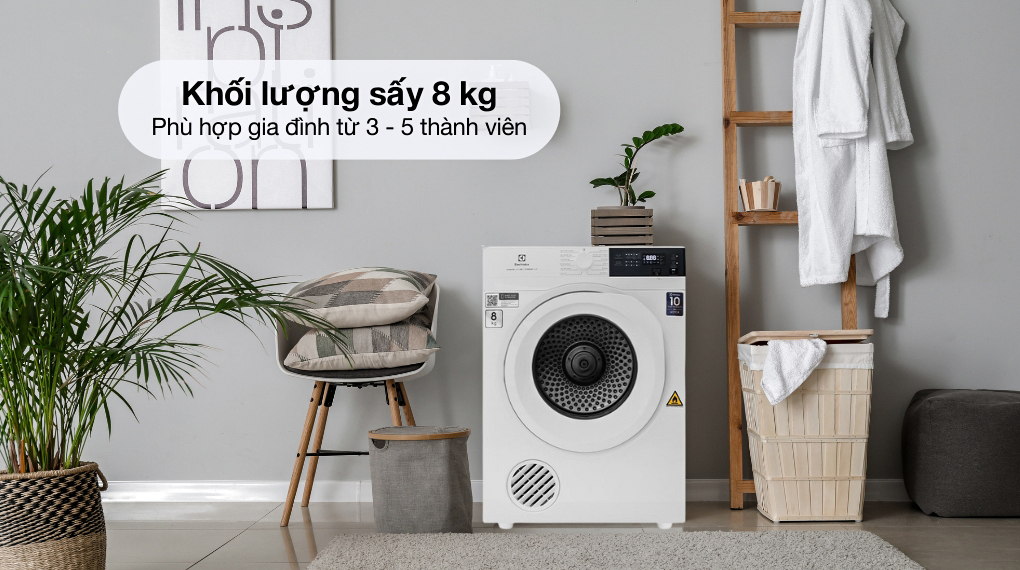 Máy sấy quần áo thông hơi Electrolux 8 kg EDV804H3WC
