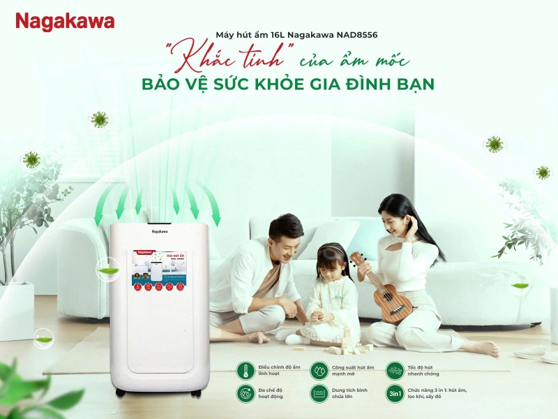 Máy hút ẩm 16L Nagakawa NAD8556