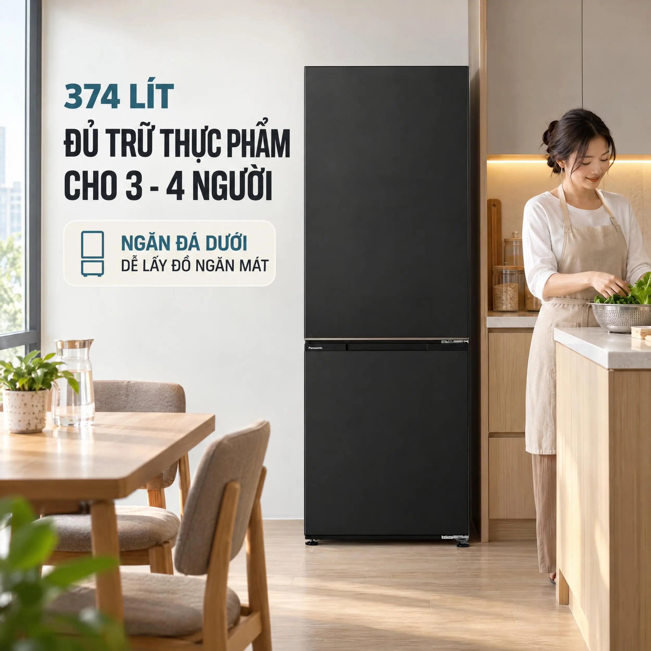 Tủ lạnh Panasonic Inverter 374 lít NR-BV412BWKV