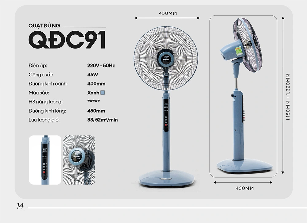 Quạt đứng điện cơ 91 QDC91