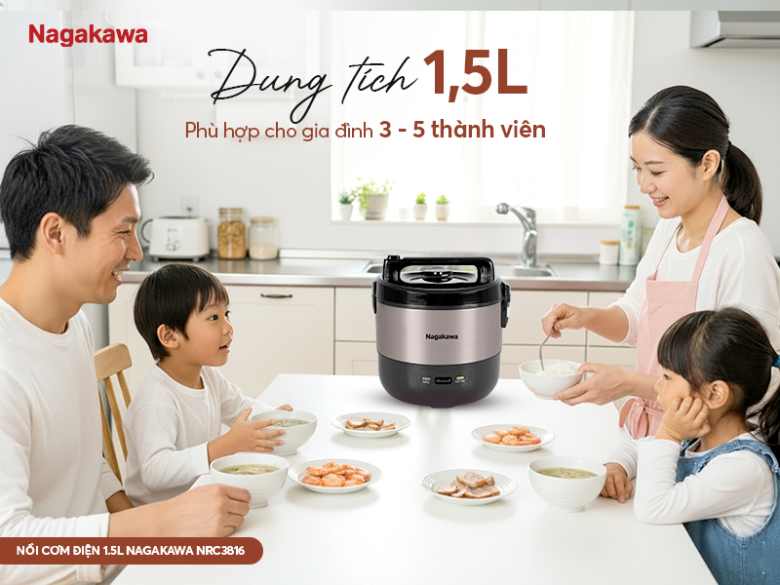 Nồi cơm điện Nagakawa 1.5 lít NRC3816