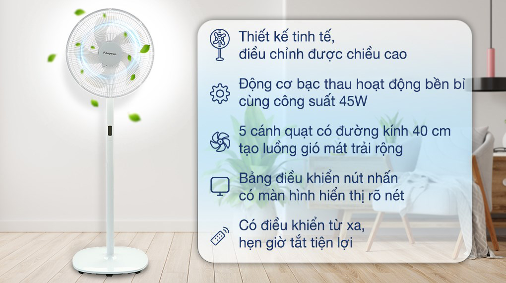 Quạt đứng Kangaroo 5 cánh 45W KG726