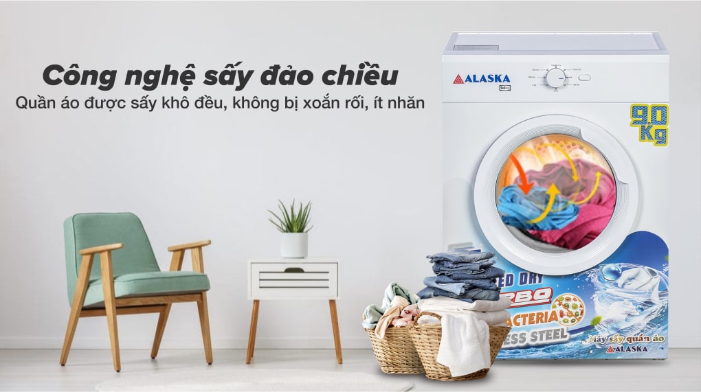 Máy sấy quần áo thông hơi Alaska 9 kg ALKS90