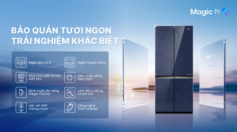 Tủ lạnh Aqua Inverter 522 lít Multi Door AQR-MA600XA(KGL)U1