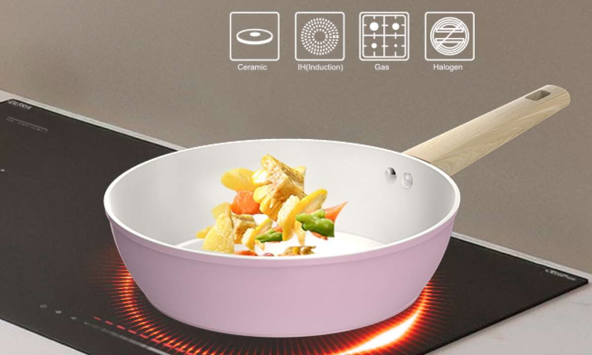 Chảo phủ sứ Nano đáy từ Sunhouse Healthy 26 cm SHG26MP