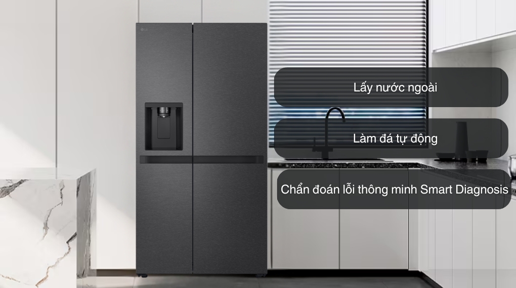 Tủ lạnh LG Inverter 641 lít Side By Side LSI63BLMA