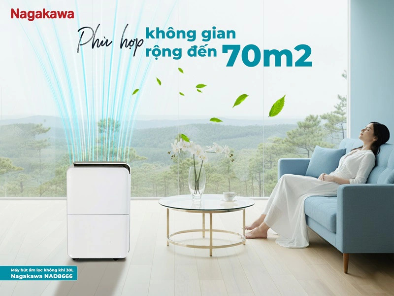 Máy hút ẩm lọc không khí 30L Nagakawa NAD8666