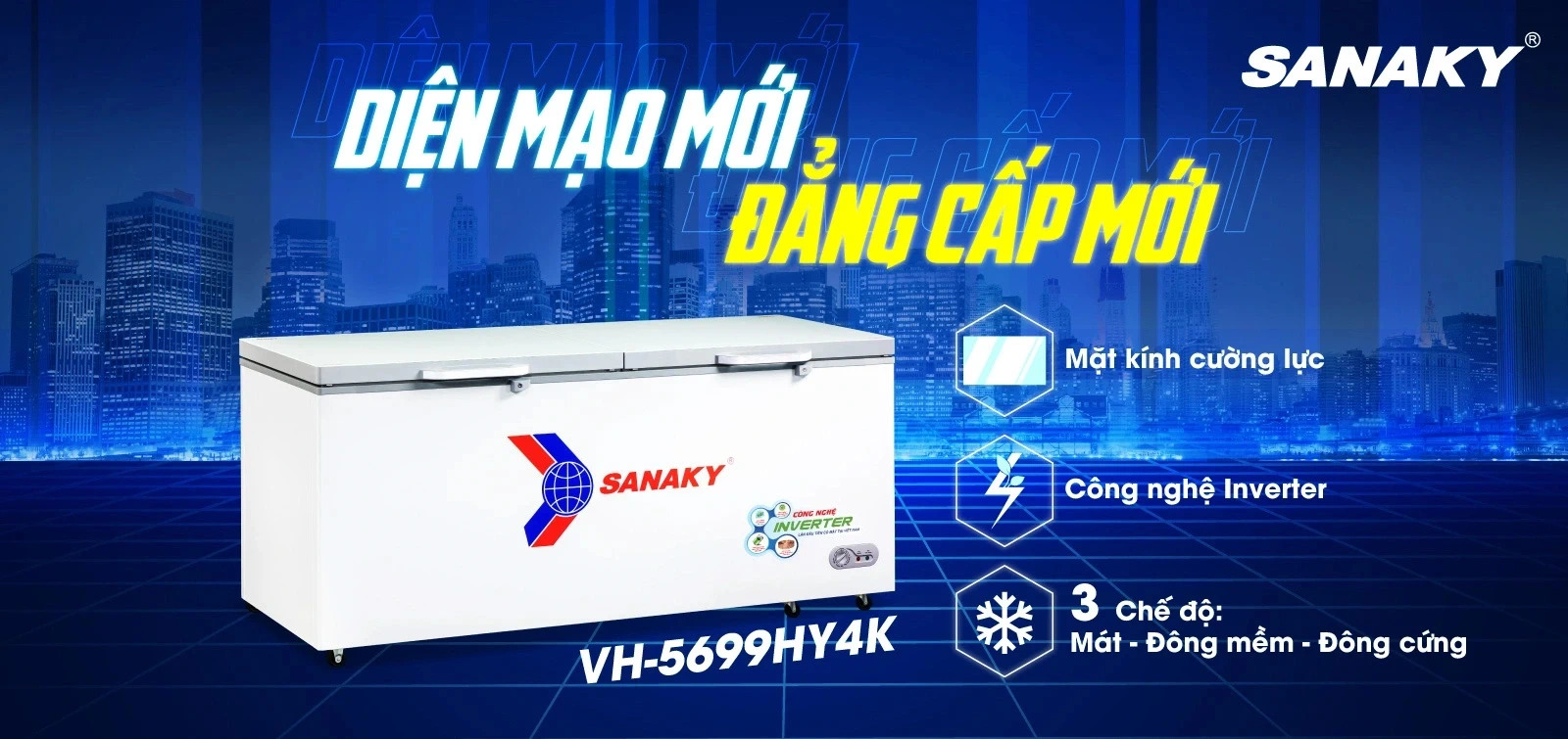 Tủ đông Sanaky Inverter 410 lít VH5699HY4K