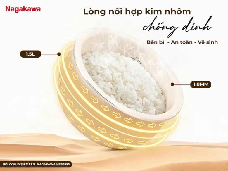 Nồi cơm điện tử Nagakawa 1.5 lít NER5555