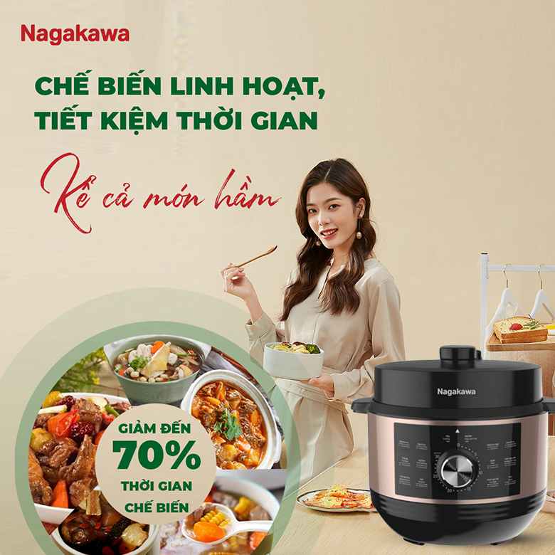 Nồi áp suất điện 5L Nagakawa NEP5266