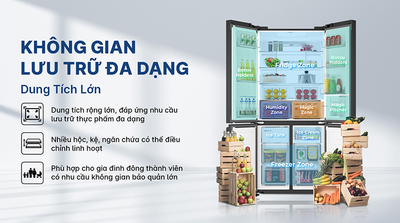 Tủ lạnh Multi Door Aqua Inverter 522 lít AQR-MA600XA(KGC)U1