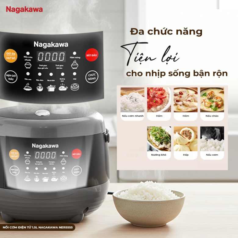 Nồi cơm điện tử Nagakawa 1.5 lít NER5555