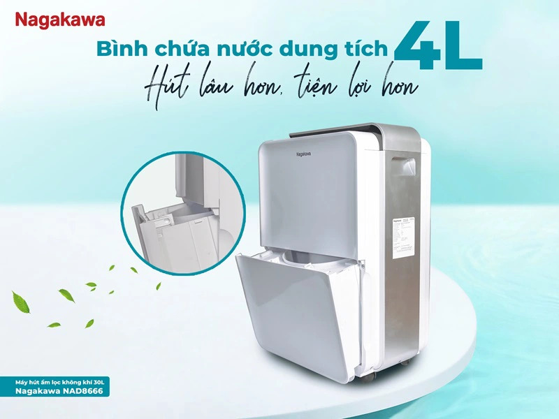 Máy hút ẩm lọc không khí 30L Nagakawa NAD8666