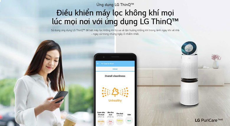 Máy lọc không khí 2 tầng LG PuriCare 70W AS10GDWH0