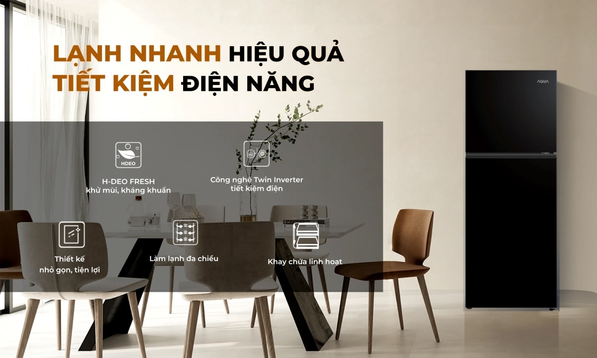 Tủ lạnh Aqua Inverter 212 lít AQR-T245FA(LB)