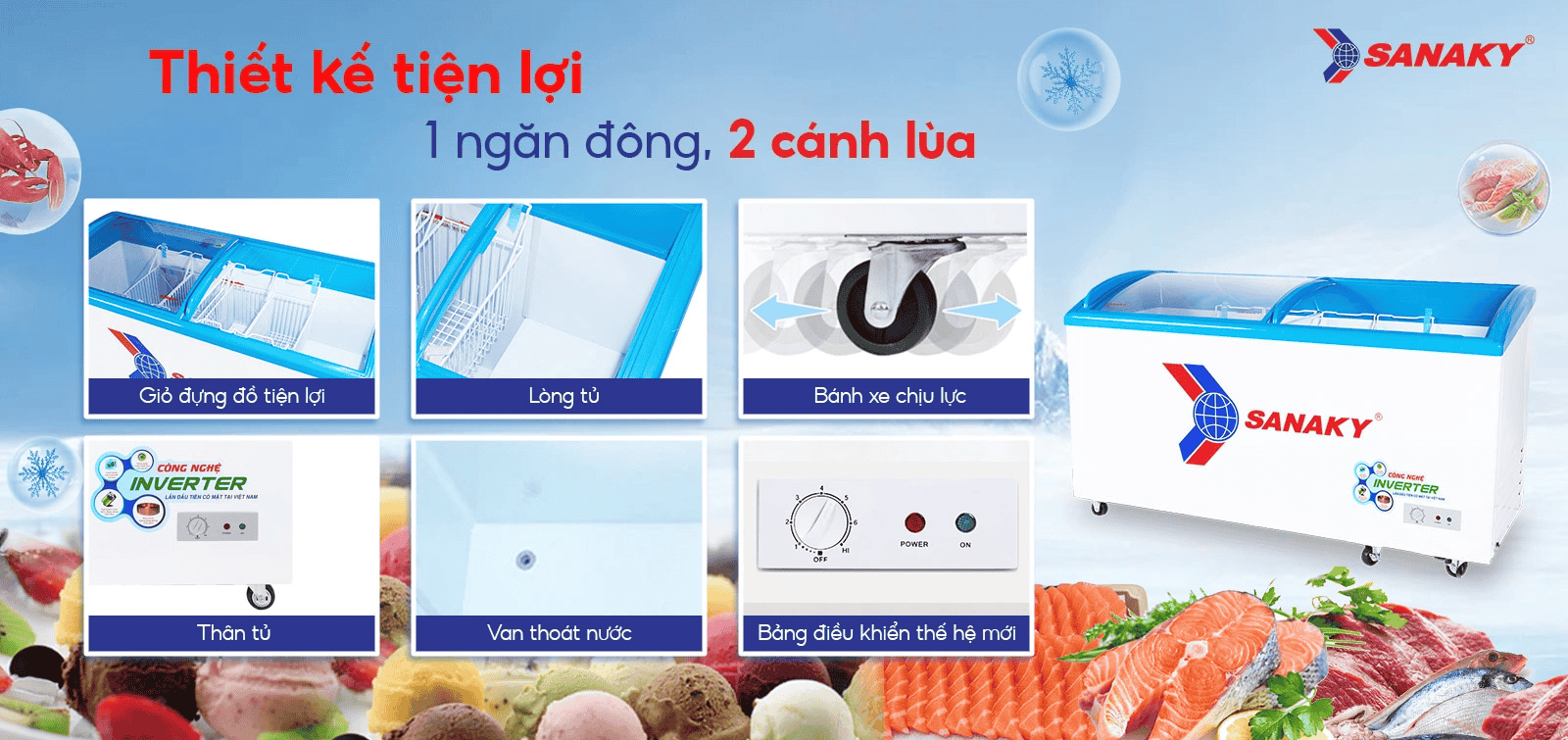 Tủ đông Sanaky 450 lít VH6899K3