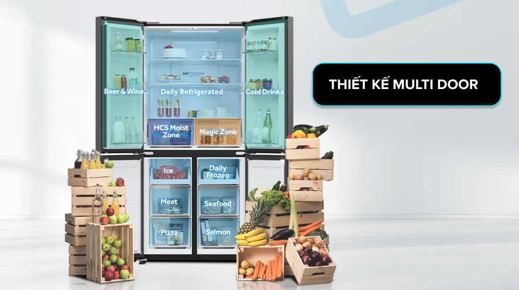 Tủ lạnh Aqua Inverter 469 lít Multi Door AQR-M536XA(SL)