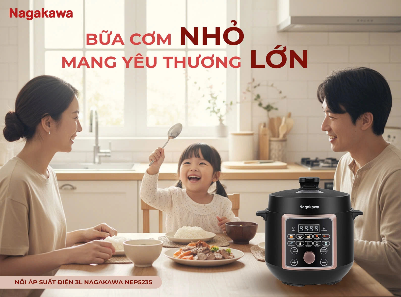 Nồi áp suất điện 3L Nagakawa NEP5235