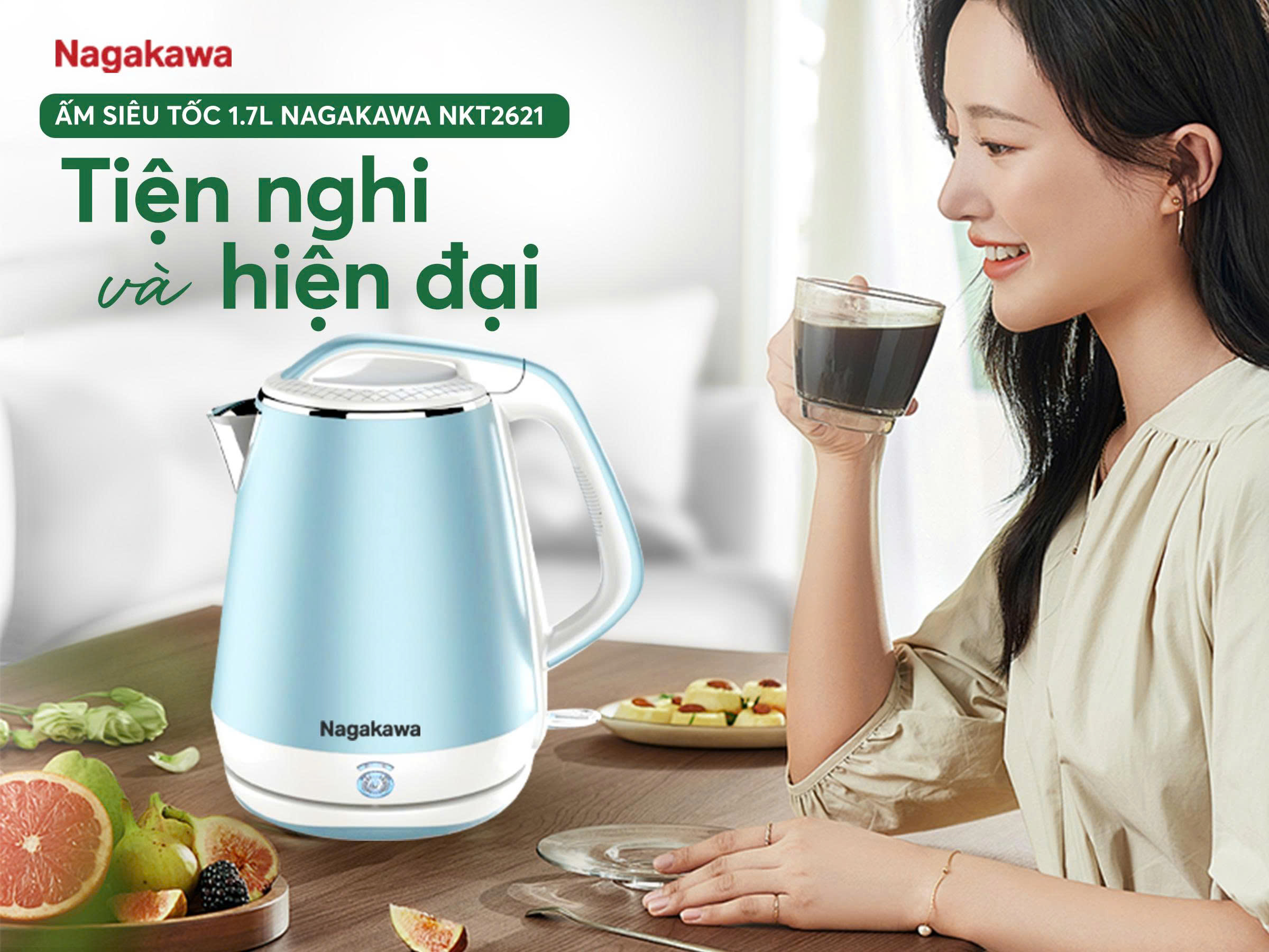 Ấm siêu tốc 1.7L Nagakawa NKT2621