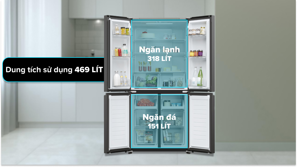 Tủ lạnh Aqua Inverter 469 lít Multi Door AQR-M536XA(SL)