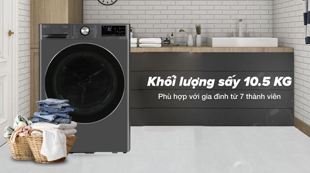 Máy sấy quần áo bơm nhiệt LG 10.5 kg DVHP50B