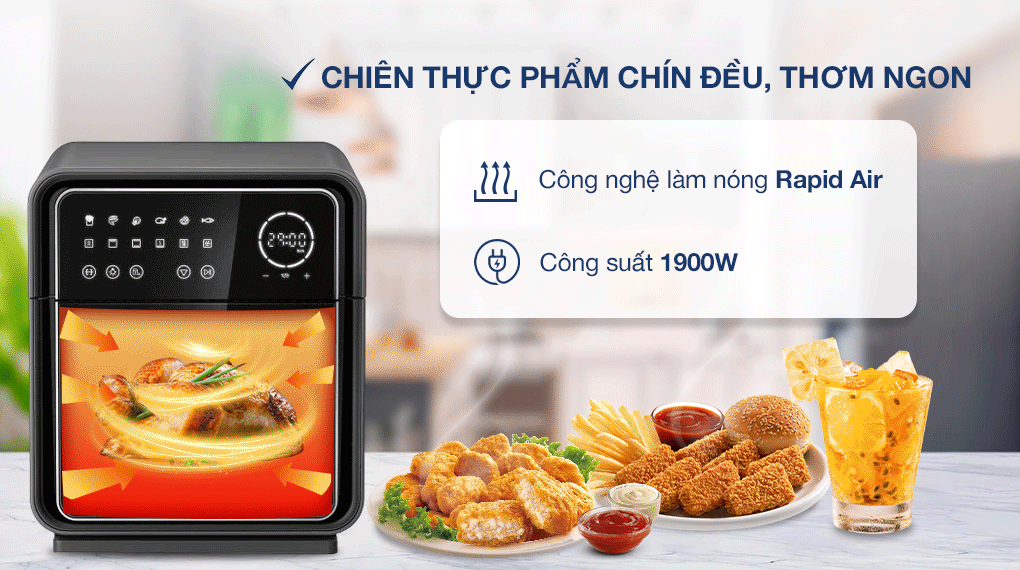 Nồi chiên không dầu Kangaroo KG12AF8A 12 lít