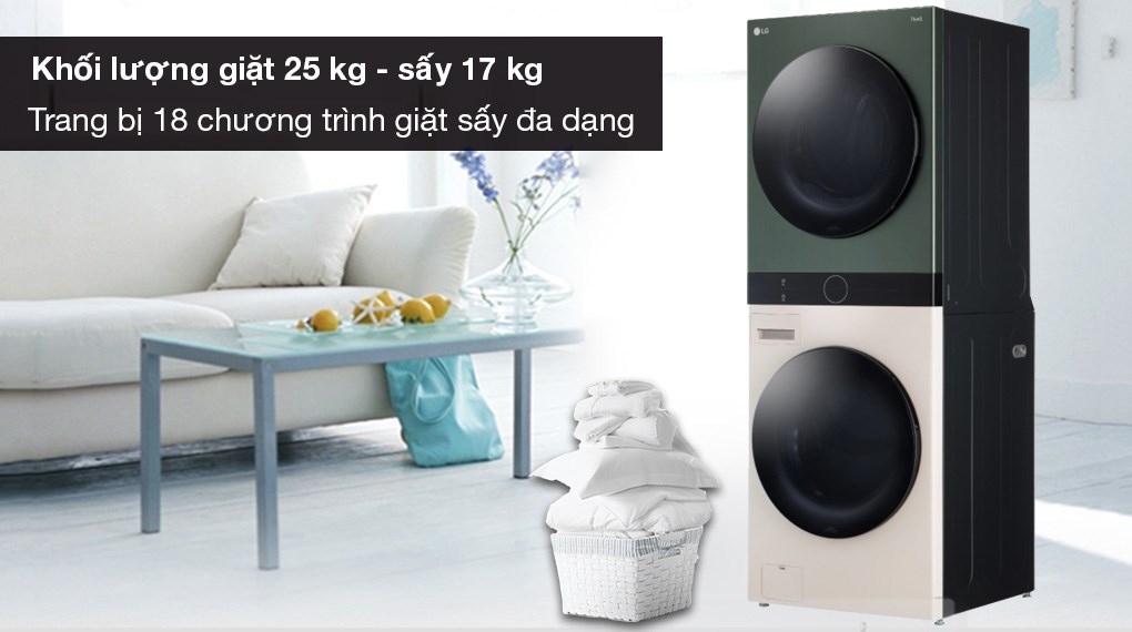 Tháp giặt sấy LG Inverter giặt 25 kg - sấy 17 kg WT2517NHEG.ABGPEVN