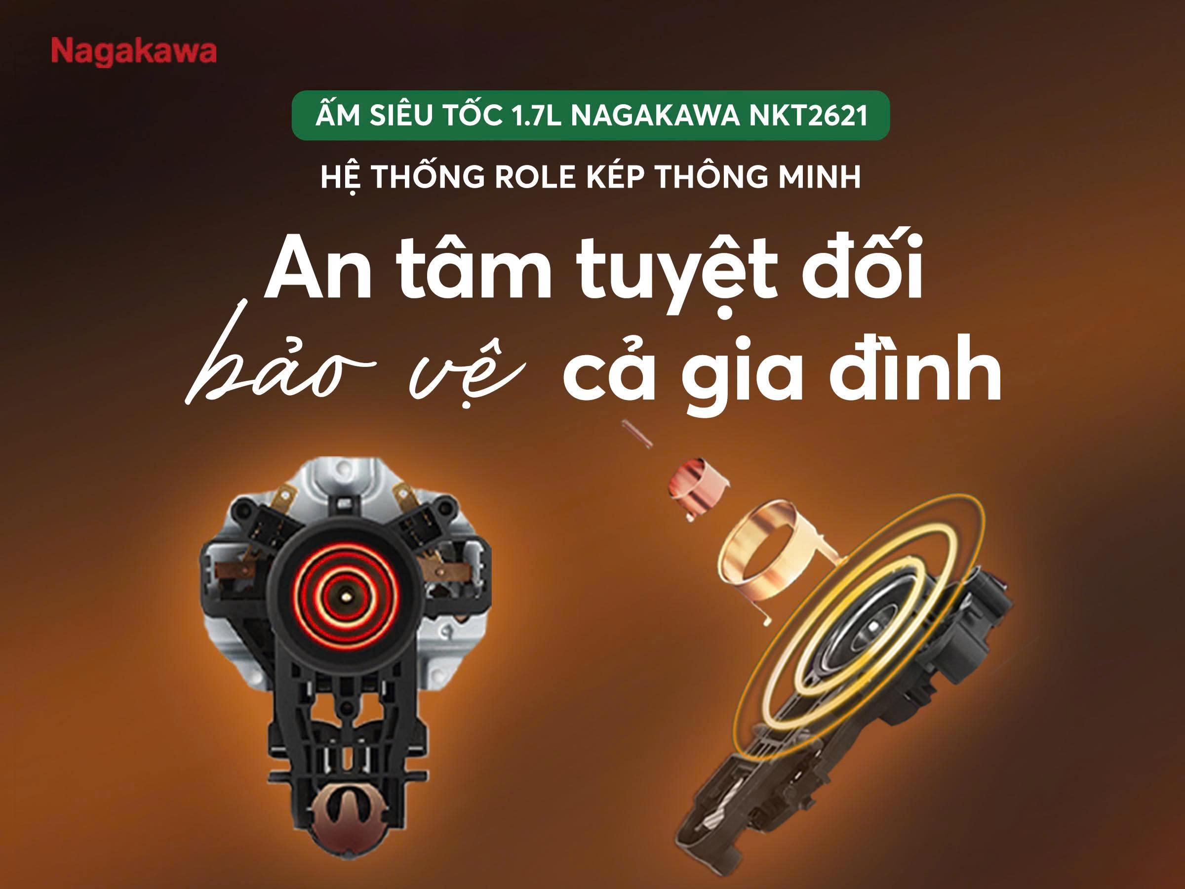 Ấm siêu tốc 1.7L Nagakawa NKT2621