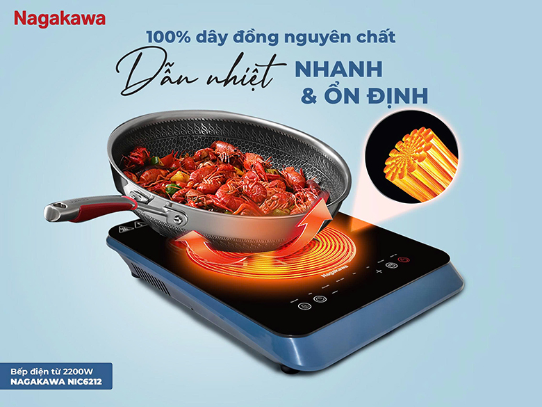 Bếp từ đơn Nagakawa 2200W NIC6212