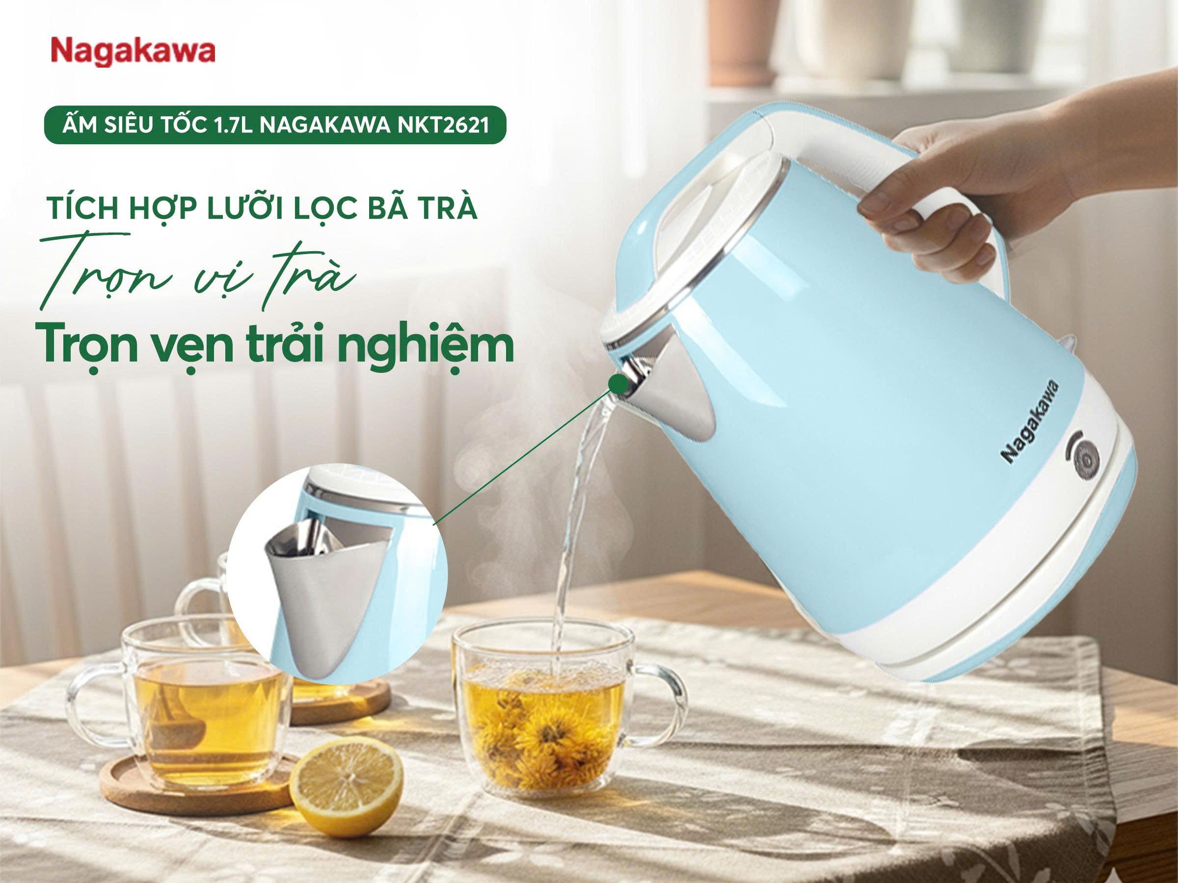 Ấm siêu tốc 1.7L Nagakawa NKT2621