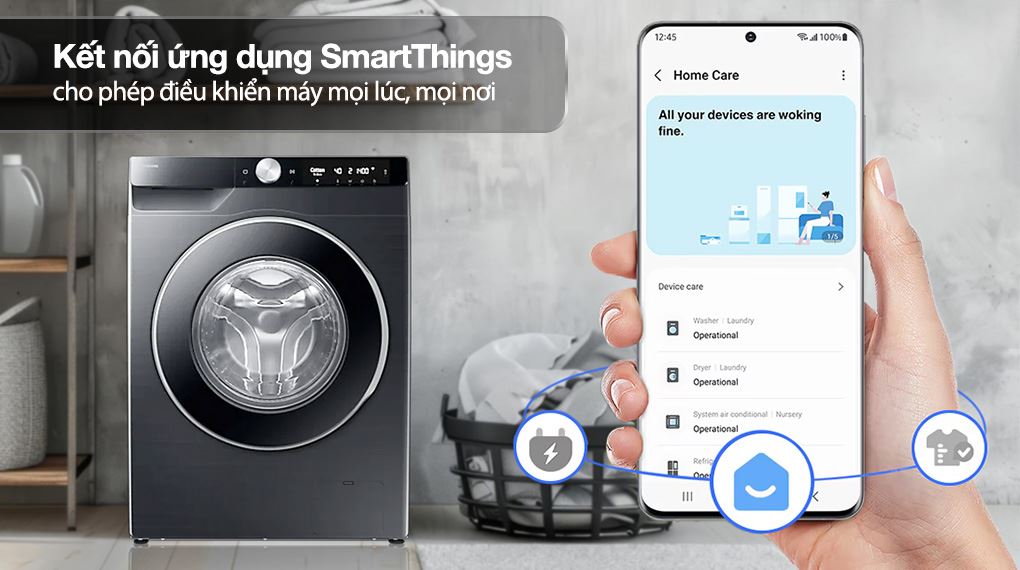 Máy giặt Samsung AI EcoBubble Inverter 10 kg WW10DG6U34LBSV