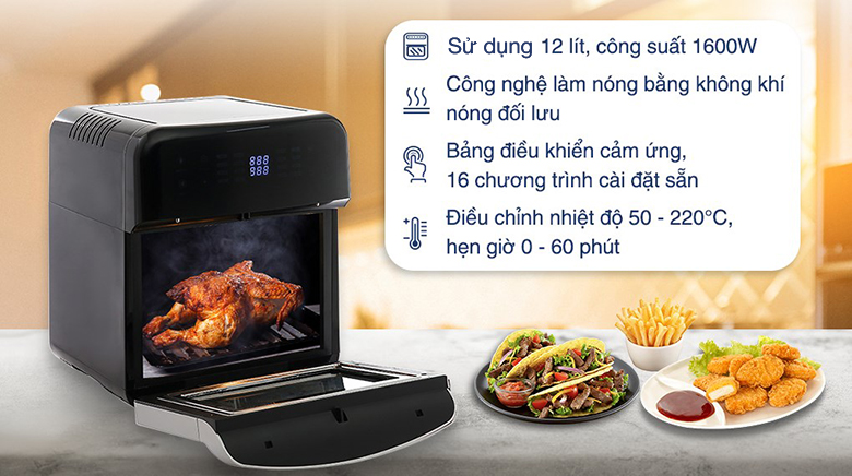 Lò chiên không dầu Kangaroo KG12AF6A 12.5 lít