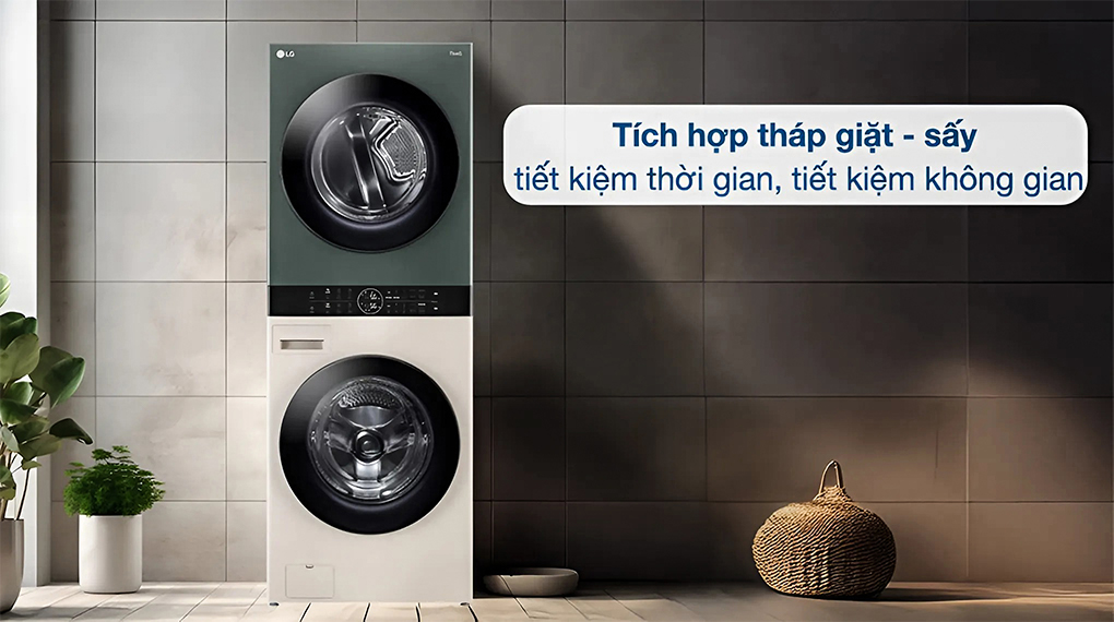 Tháp giặt sấy LG WashTower Inverter giặt 14 kg - sấy 10 kg WT1410NHEG.ABGPEVN
