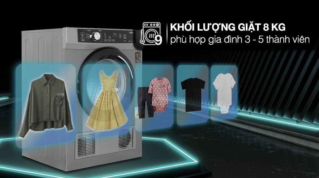 Máy sấy quần áo thông hơi Aqua 8 kg AQH-V800H SS