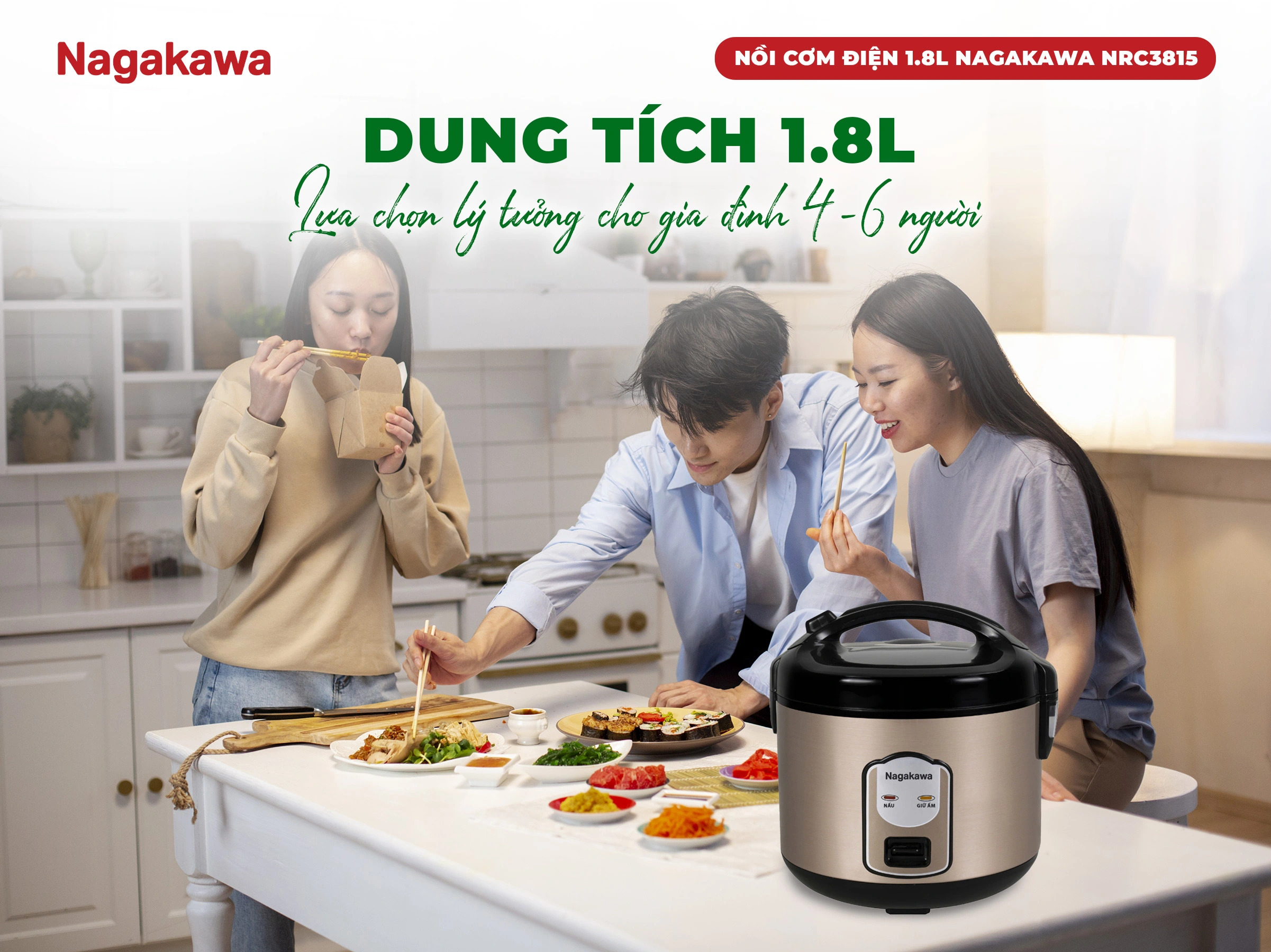 Nồi cơm điện Nagakawa NRC3815