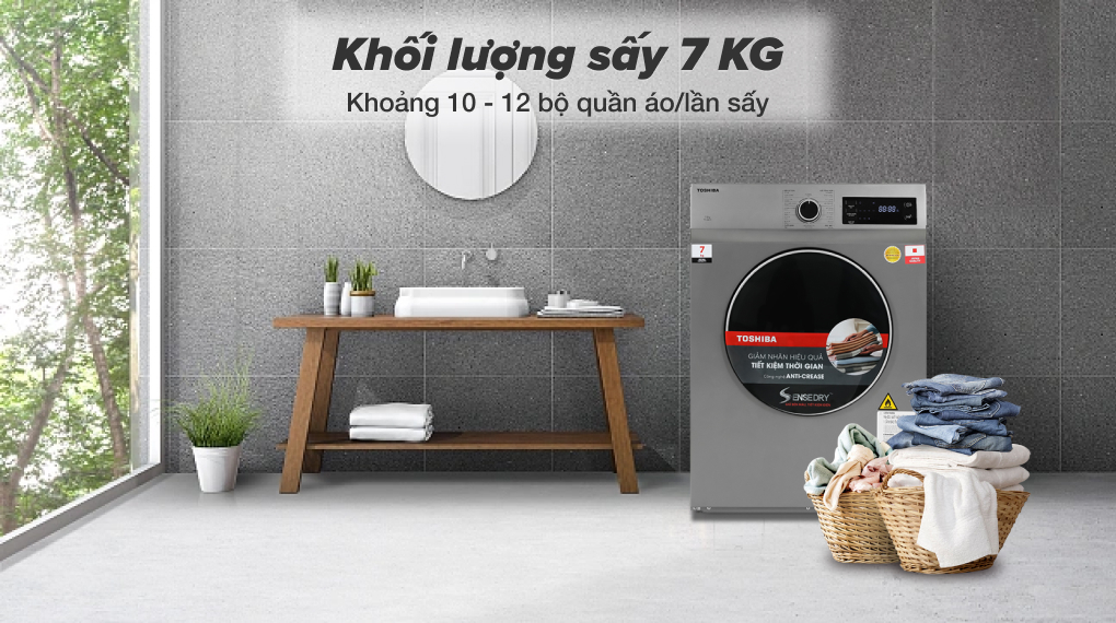 Máy sấy thông hơi Toshiba 7.0 KG TD-H80SEV(WK)