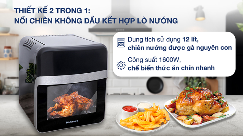 Lò chiên không dầu Kangaroo KG12AF6A 12.5 lít