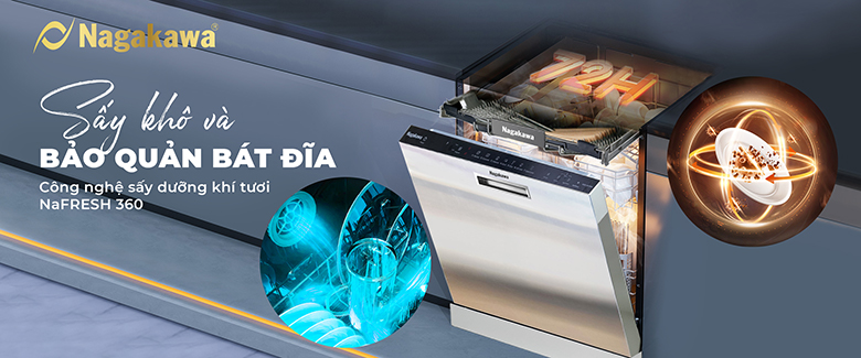 Máy rửa bát độc lập 15 bộ Nagakawa NK15D06M