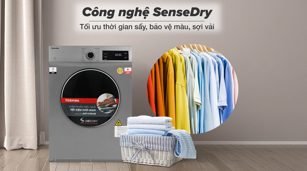 Máy sấy thông hơi Toshiba 7.0 KG TD-H80SEV(WK)