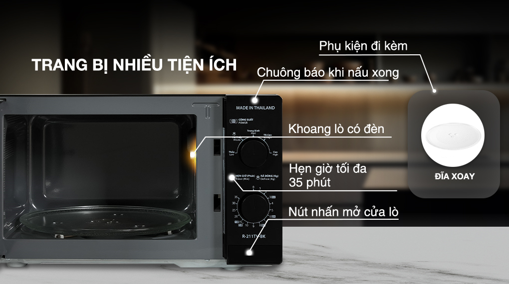 Lò vi sóng Sharp 21 lít R-211TV-BK