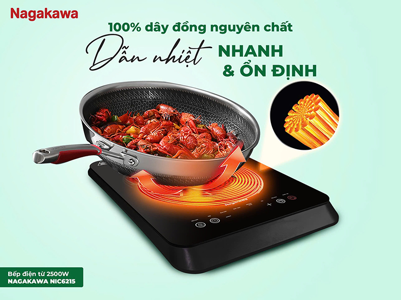 Bếp từ đơn Nagakawa 2500W NIC6215